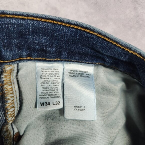 Lucky Brand 121 Slim Straight Jeans Mens 34x32 Blue Denim Stretch Classic Casual - Picture 9 of 16